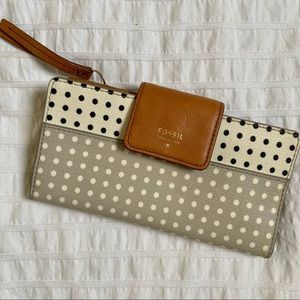 FOSSIL Polka Dot Tab Clutch Wallet